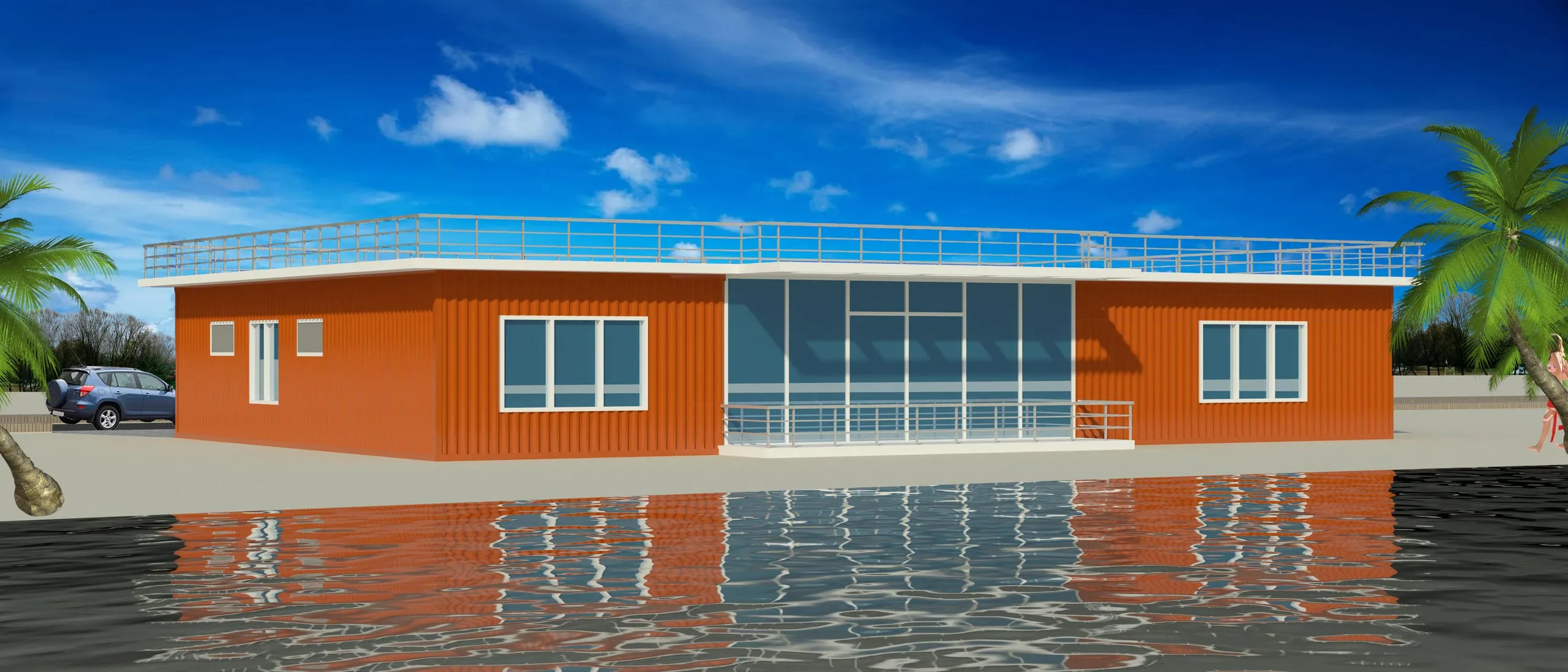 Container Beach House — back view